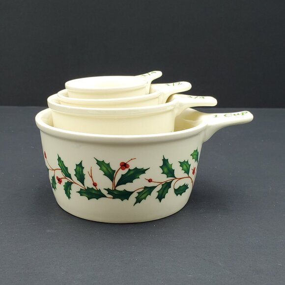 Lenox Holiday Measuring Cups Holly Berry Holly Berries Baking Cups - Picture 3 of 12